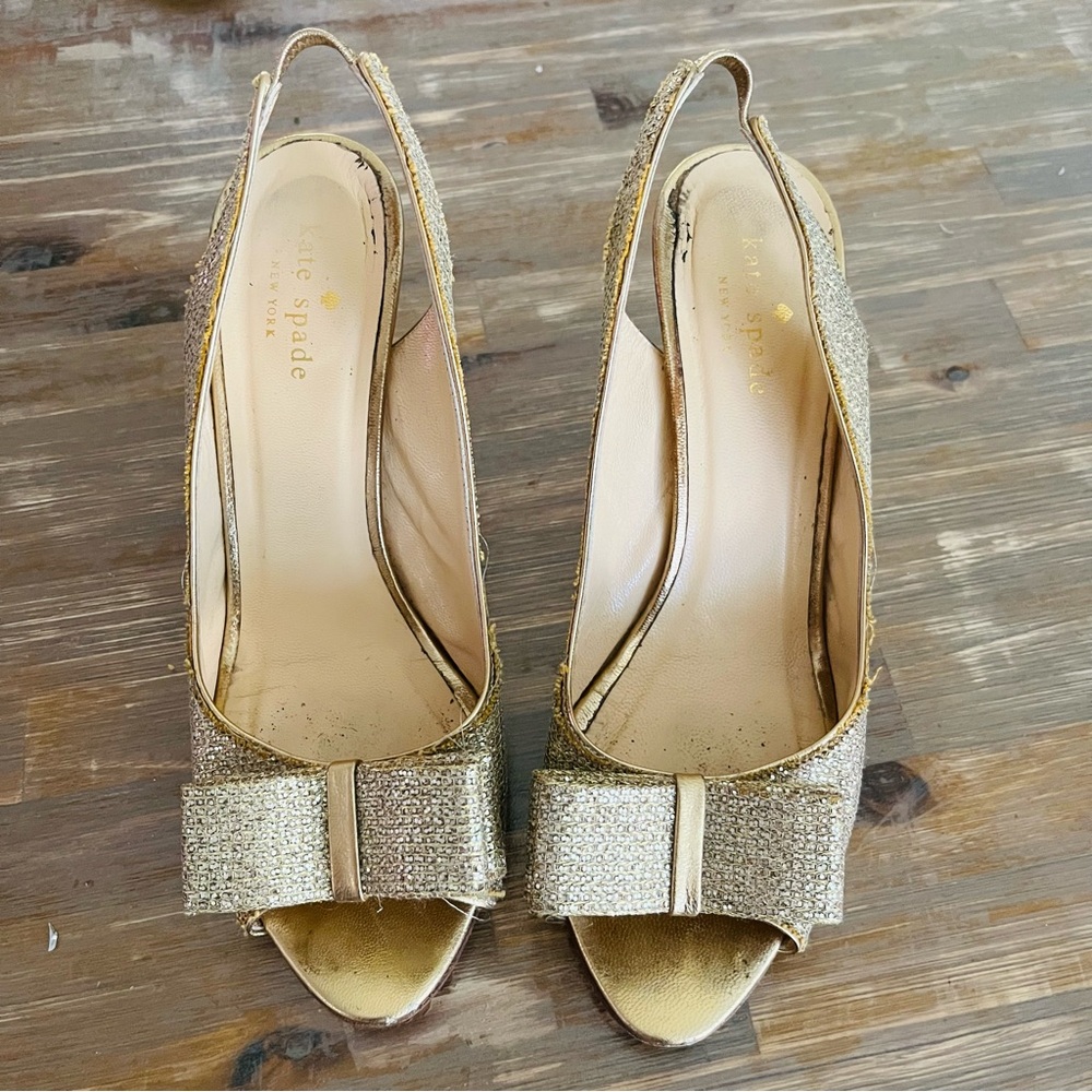 kate spade ♠️ glitter bow heels